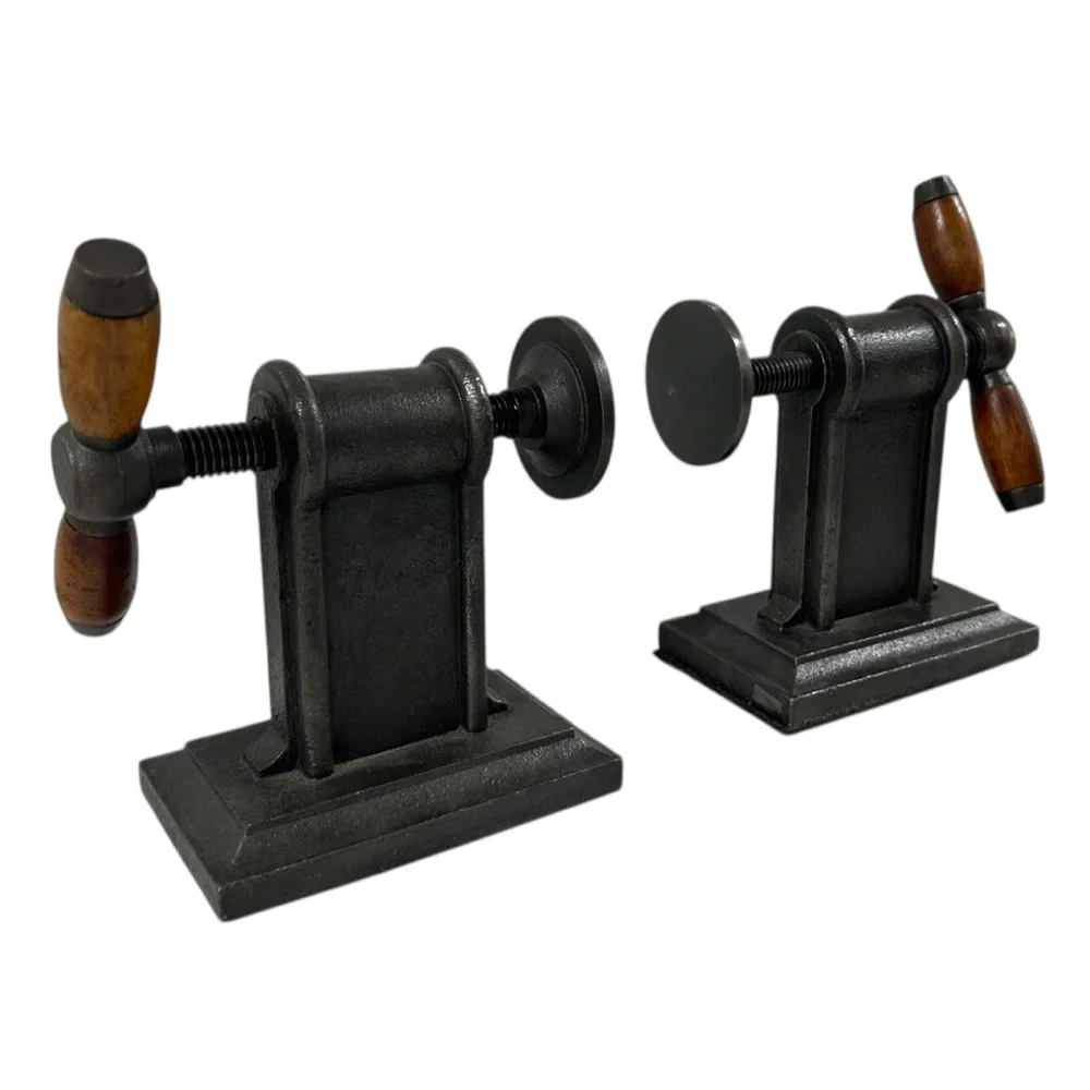 Restoration Hardware Pair Of Cast Iron Vise Screws Industrial Bookends